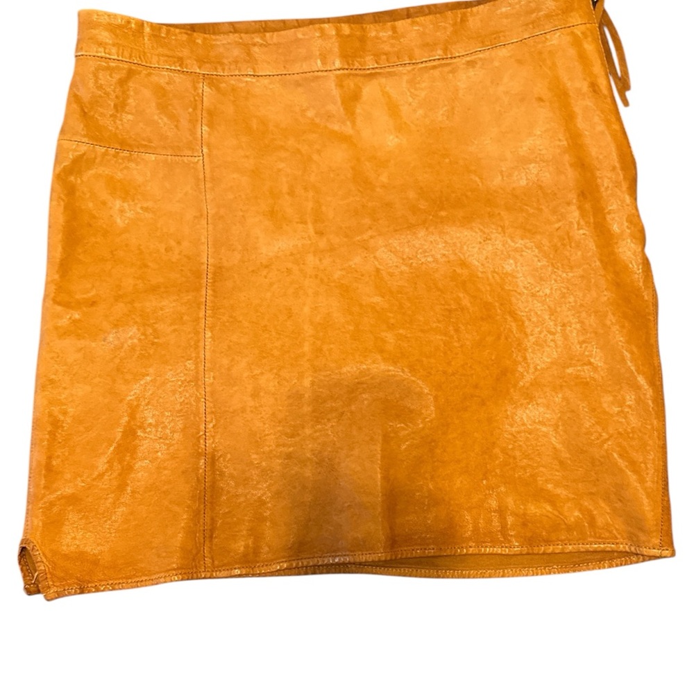 Humanoid Leather Tan Mini Skirt